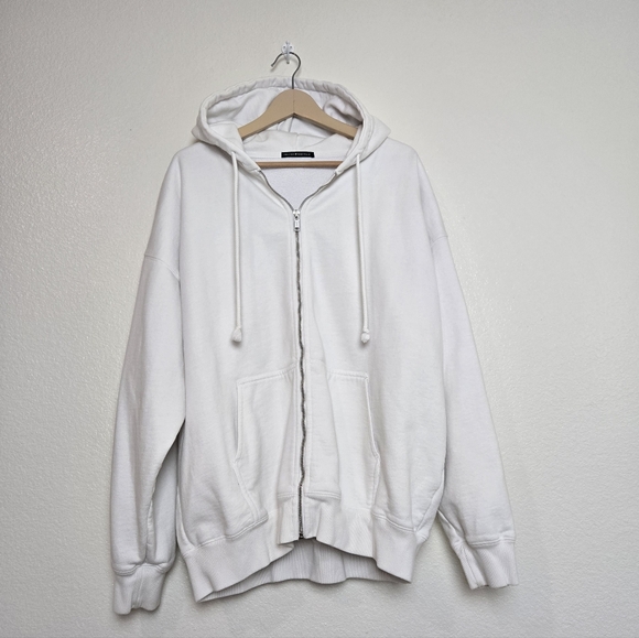 Brandy Melville White Christy Hoodie Oversized Slouchy Fit Zip-up Coastal O/S - Picture 4 of 15